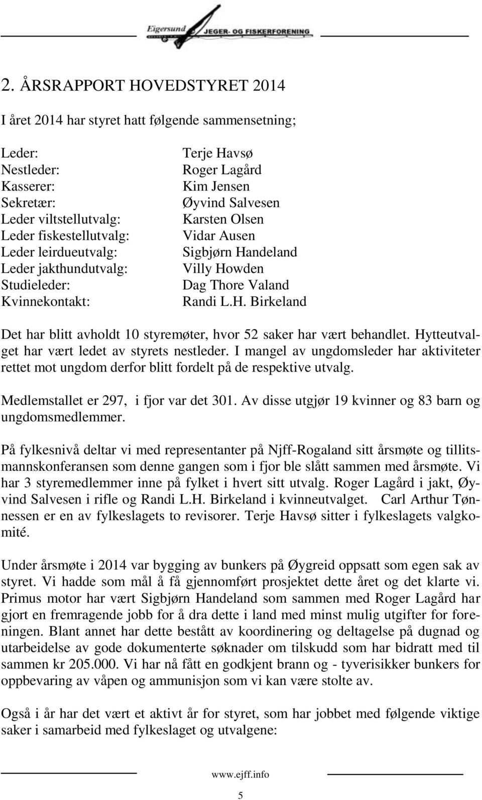 Hytteutvalget har vært ledet av styrets nestleder. I mangel av ungdomsleder har aktiviteter rettet mot ungdom derfor blitt fordelt på de respektive utvalg. Medlemstallet er 297, i fjor var det 301.