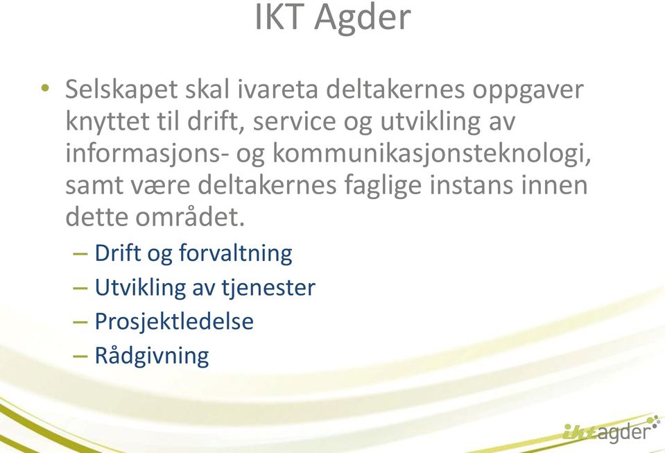 kommunikasjonsteknologi, samt være deltakernes faglige instans