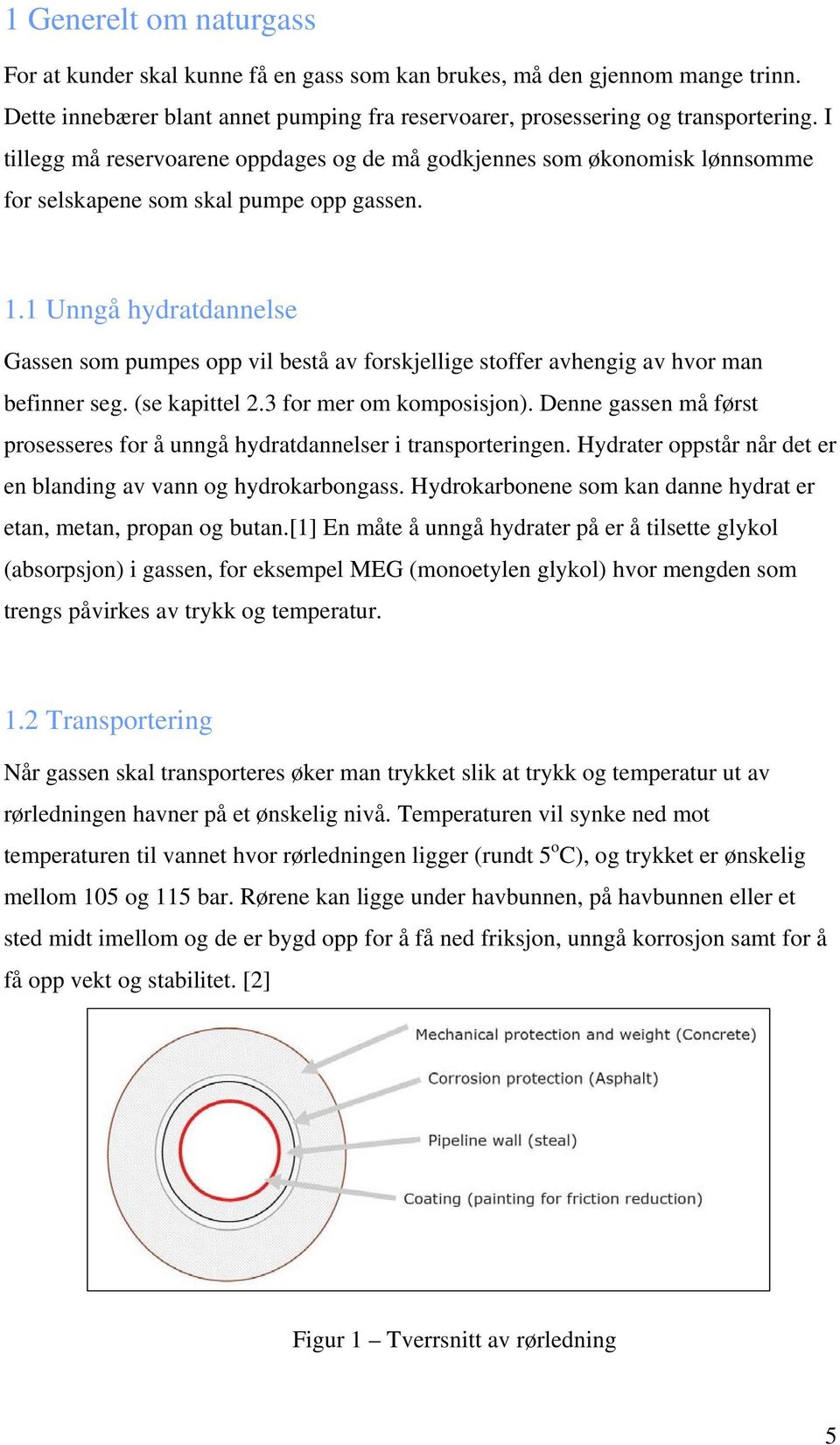 1 Unngå hydratdannelse Gassen som pumpes opp vil bestå av forskjellige stoffer avhengig av hvor man befinner seg. (se kapittel 2.3 for mer om komposisjon).