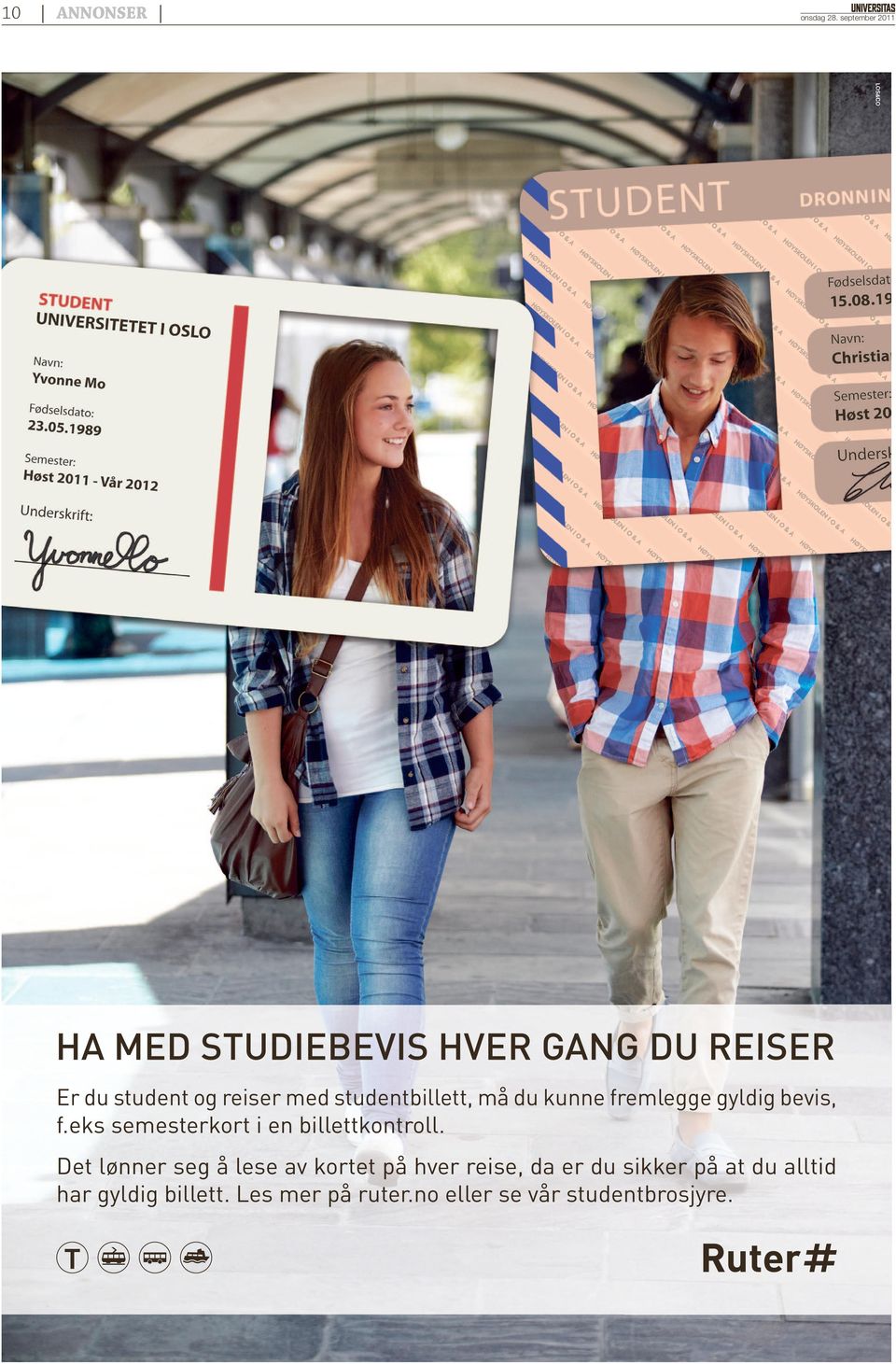 eks semesterkort i en billettkontroll.