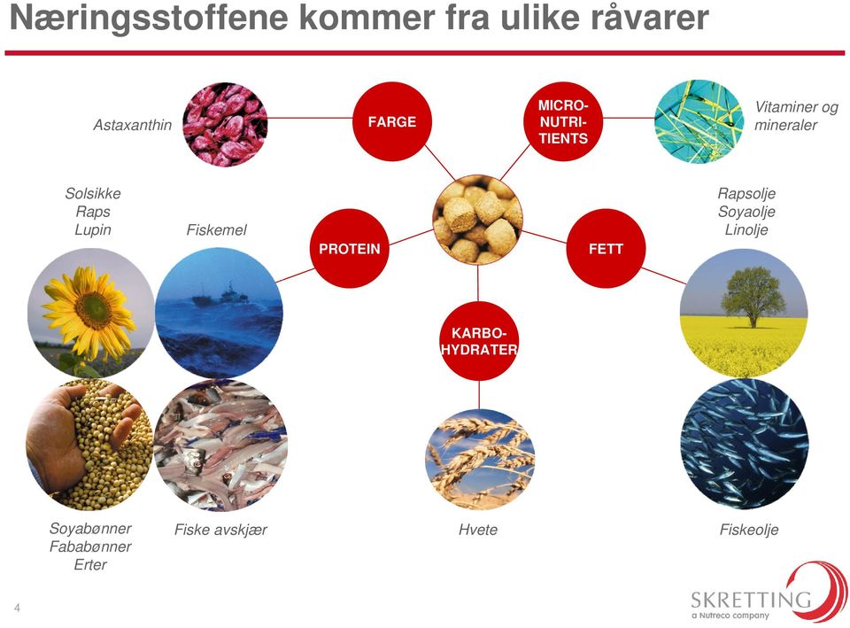 Lupin Fiskemel PROTEIN FETT Rapsolje Soyaolje Linolje KARBO-