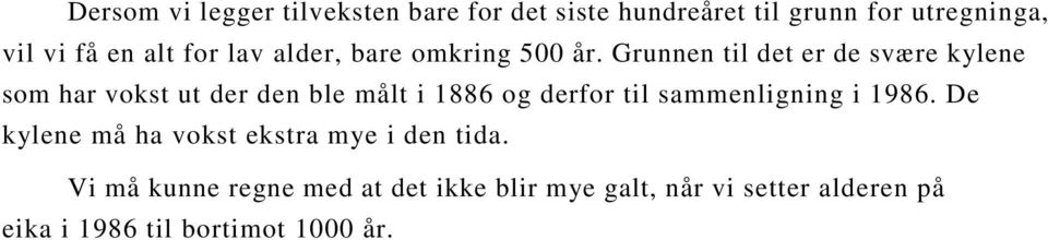 Grunnen til det er de svære kylene som har vokst ut der den ble målt i 1886 og derfor til