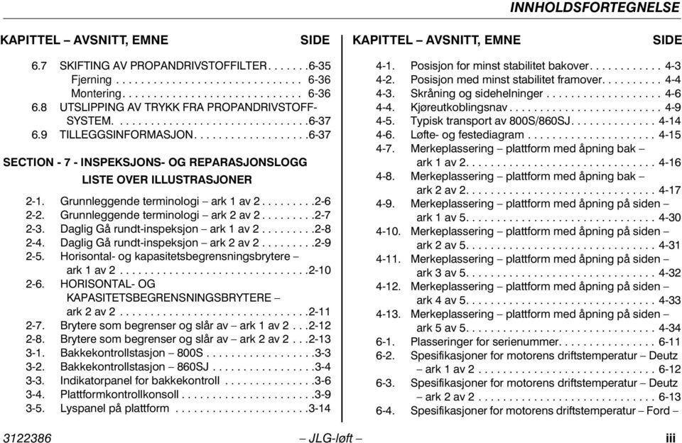 Grunnleggende terminologi ark 1 av 2.........2-6 2-2. Grunnleggende terminologi ark 2 av 2.........2-7 2-3. Daglig Gå rundt-inspeksjon ark 1 av 2.........2-8 2-4.