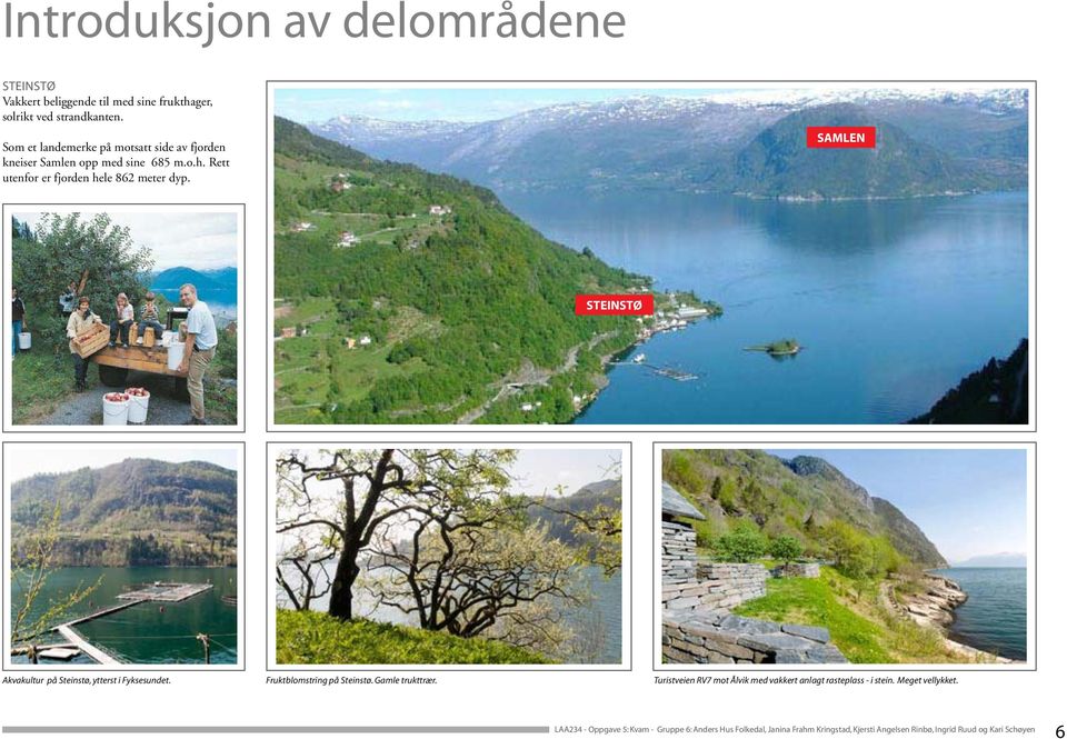 Rett utenfor er fjorden hele 862 meter dyp. SAMLEN STEINSTØ Fruktblomstring på Steinstø.