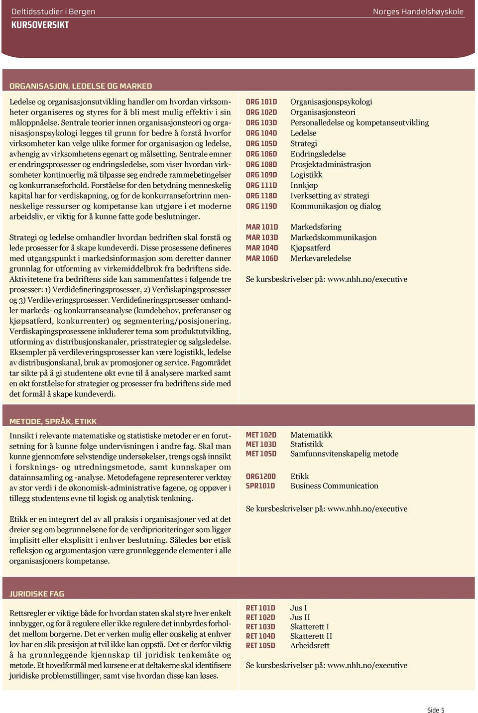 virksomhetens egenart og målsetting. Sentrale emner er endringsprosesser og endringsledelse, som viser hvordan virksomheter kontinuerlig må tilpasse seg endrede rammebetingelser og konkurranseforhold.