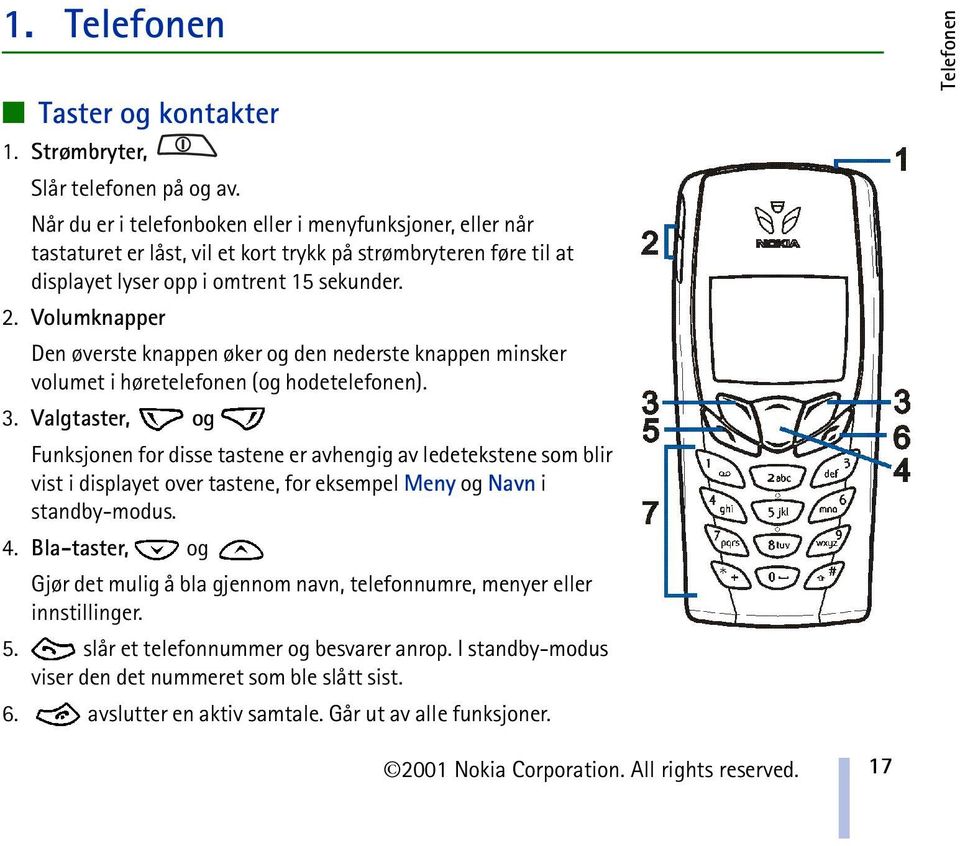 Volumknapper Den øverste knappen øker og den nederste knappen minsker volumet i høretelefonen (og hodetelefonen). 3.