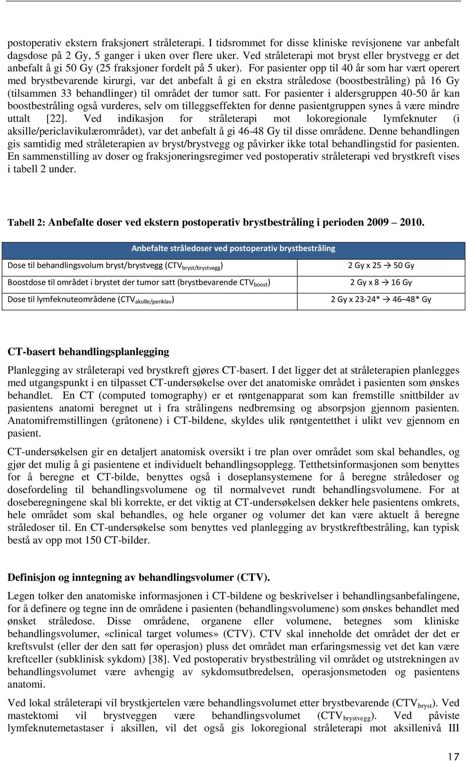 For pasienter opp til 40 år som har vært operert med brystbevarende kirurgi, var det anbefalt å gi en ekstra stråledose (boostbestråling) på 16 Gy (tilsammen 33 behandlinger) til området der tumor