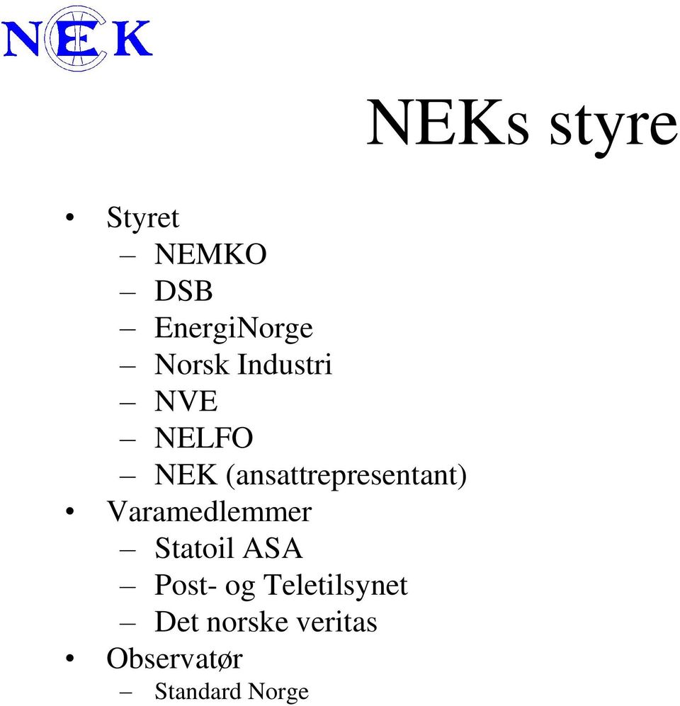 Varamedlemmer Statoil ASA Post- og