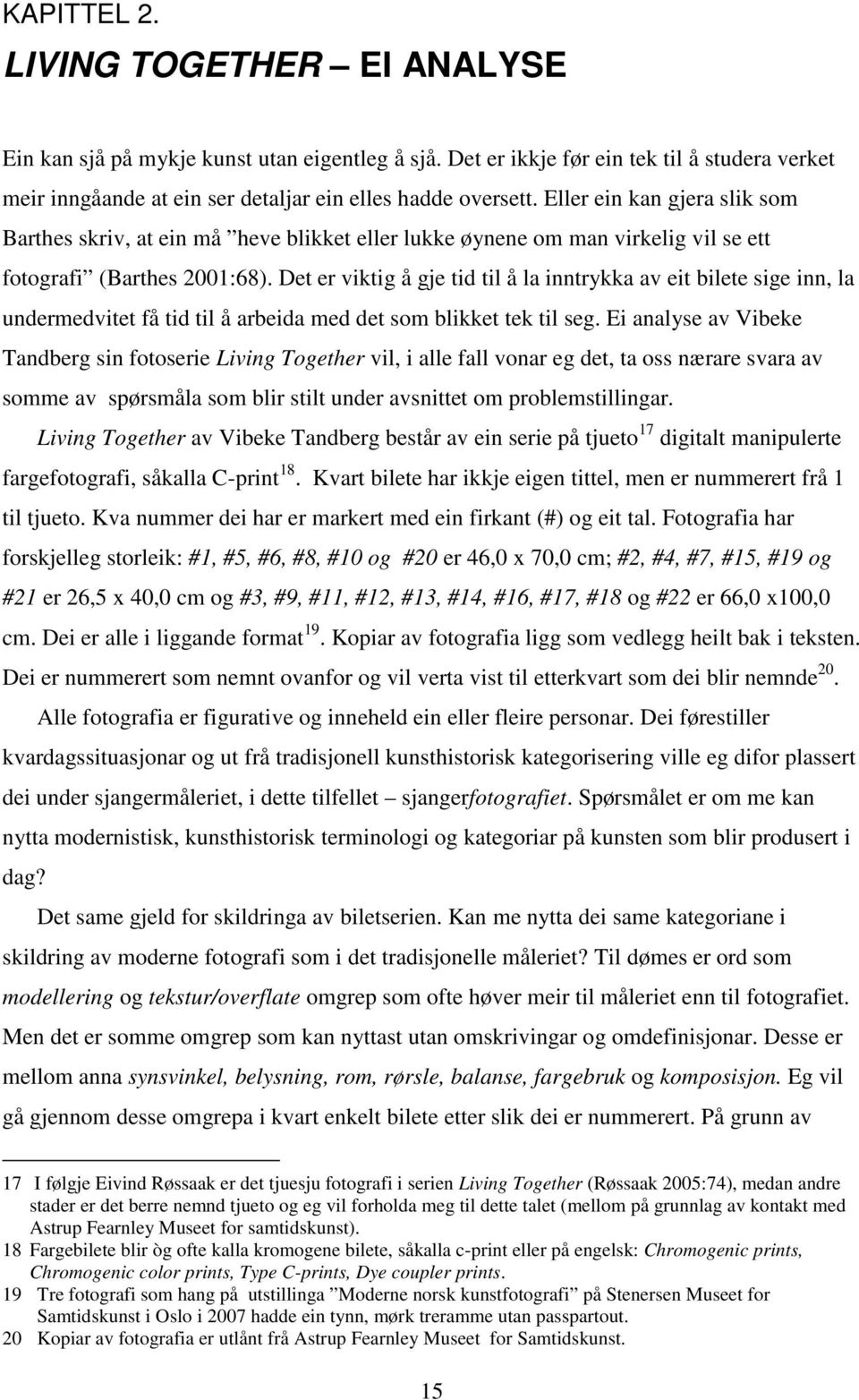 Det er viktig å gje tid til å la inntrykka av eit bilete sige inn, la undermedvitet få tid til å arbeida med det som blikket tek til seg.