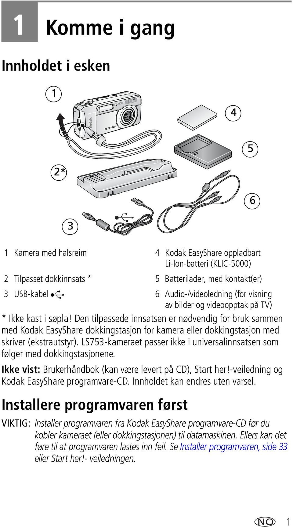 Den tilpassede innsatsen er nødvendig for bruk sammen med Kodak EasyShare dokkingstasjon for kamera eller dokkingstasjon med skriver (ekstrautstyr).