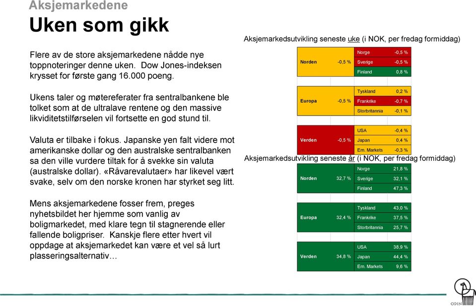 Ukens taler og møtereferater fra sentralbankene ble tolket som at de ultralave rentene og den massive likviditetstilførselen vil fortsette en god stund til.