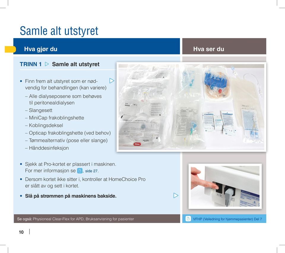 Hånddesinfeksjon Sjekk at Pro-kortet er plassert i maskinen. For mer informasjon se, side 27.