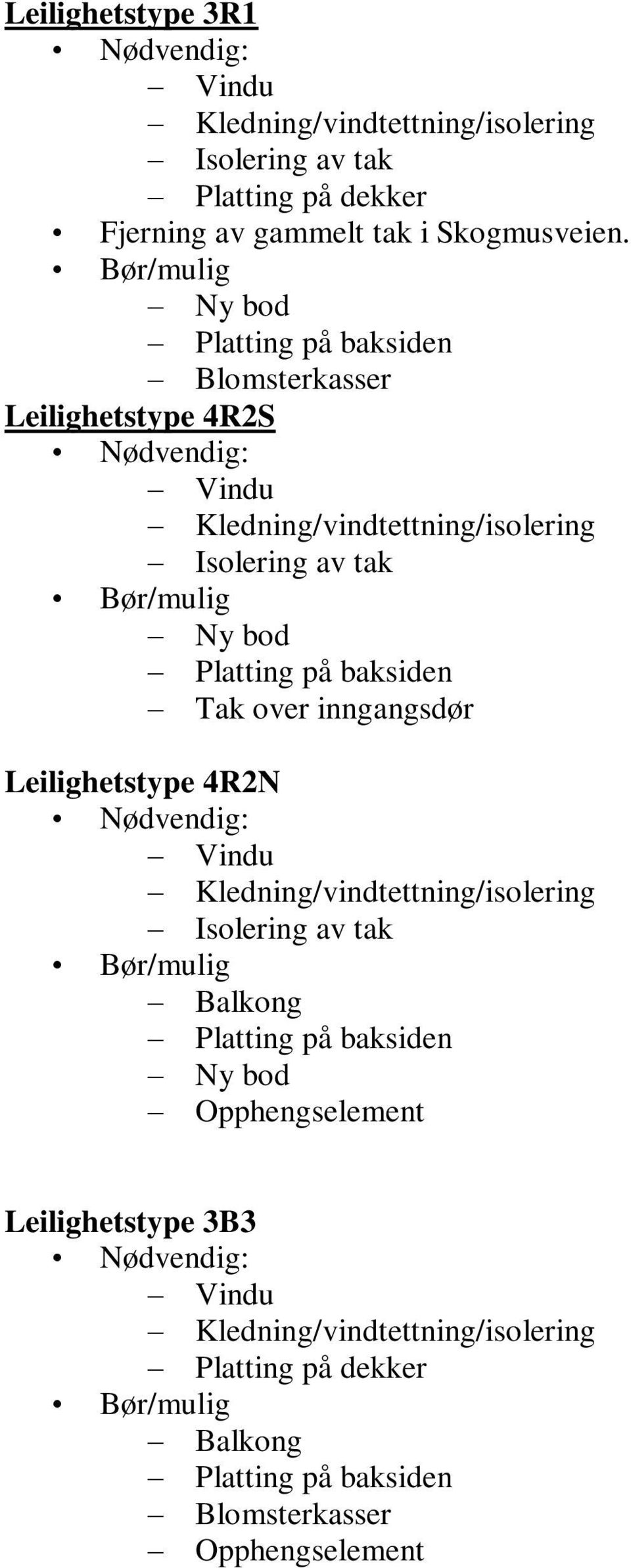 baksiden Tak over inngangsdør Leilighetstype 4R2N Isolering av tak Balkong Platting på baksiden Ny bod