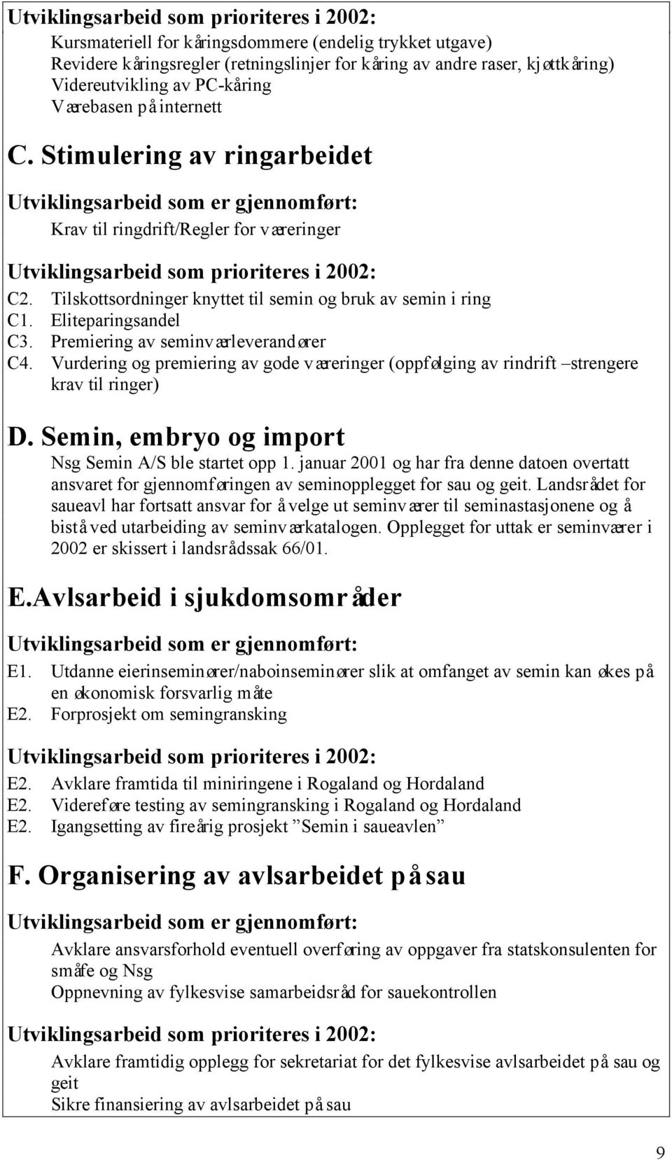 Tilskottsordninger knyttet til semin og bruk av semin i ring C1. Eliteparingsandel C3. Premiering av seminværleverandører C4.