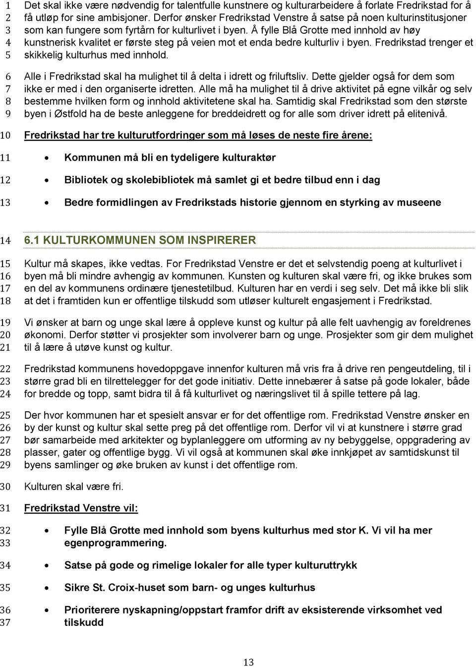 Å fylle Blå Grotte med innhold av høy kunstnerisk kvalitet er første steg på veien mot et enda bedre kulturliv i byen. Fredrikstad trenger et skikkelig kulturhus med innhold.