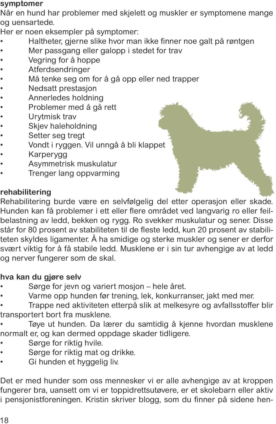 for å gå opp eller ned trapper Nedsatt prestasjon Annerledes holdning Problemer med å gå rett Urytmisk trav Skjev haleholdning Setter seg tregt Vondt i ryggen.