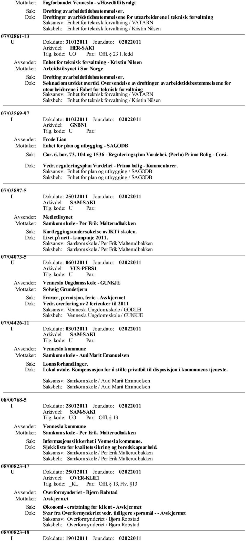 Dok.dato: 31012011 Jour.dato: Tilg. kode: UO Par.: Offl. 23 1. ledd Enhet for teknisk forvaltning - Kristin Nilsen Arbeidstilsynet i Sør Norge Drøfting av arbeidstidsbestemmelser.