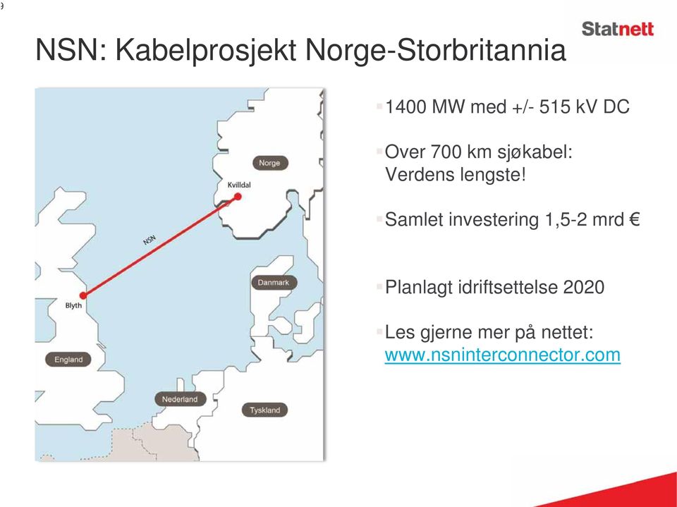 Samlet investering 1,5-2 mrd Planlagt idriftsettelse