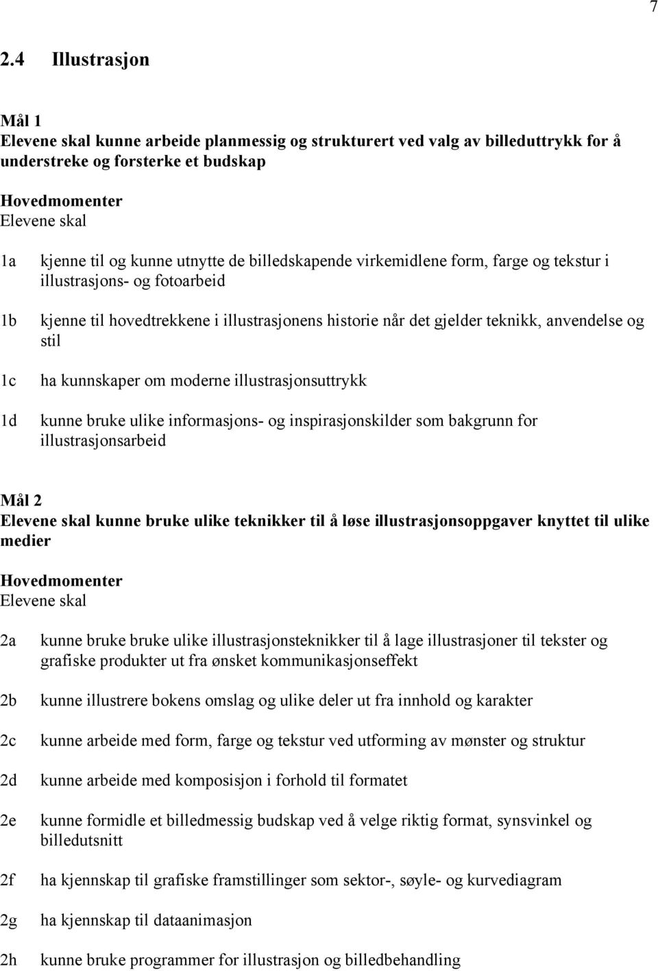 moderne illustrasjonsuttrykk kunne bruke ulike informasjons- og inspirasjonskilder som bakgrunn for illustrasjonsarbeid Mål 2 kunne bruke ulike teknikker til å løse illustrasjonsoppgaver knyttet til