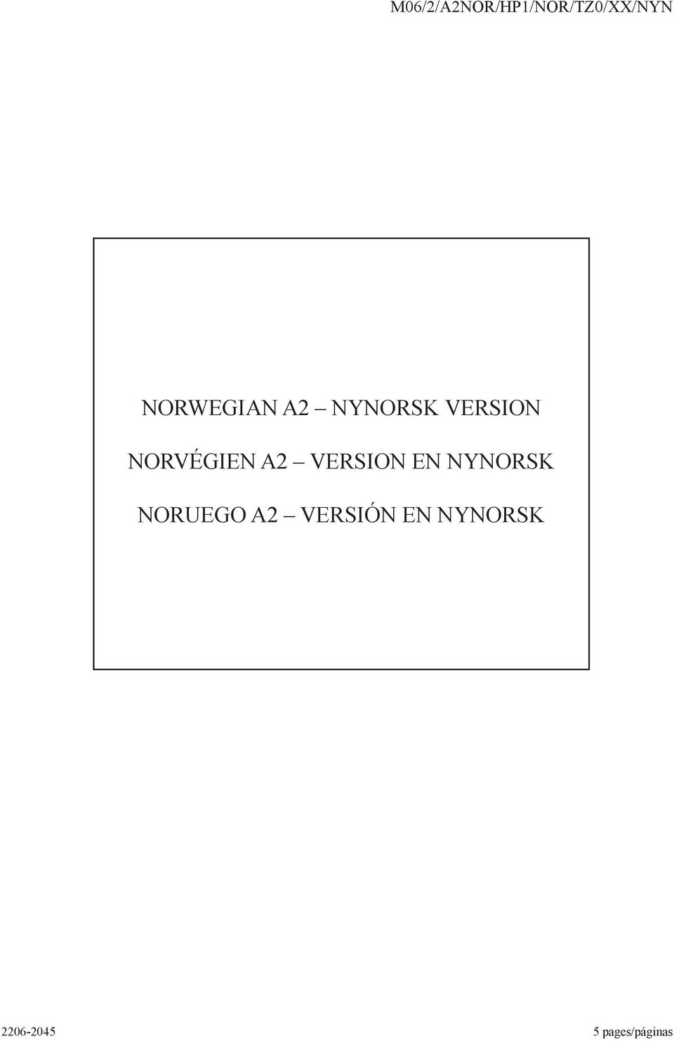 NORVÉGIEN A2 VERSION EN NYNORSK