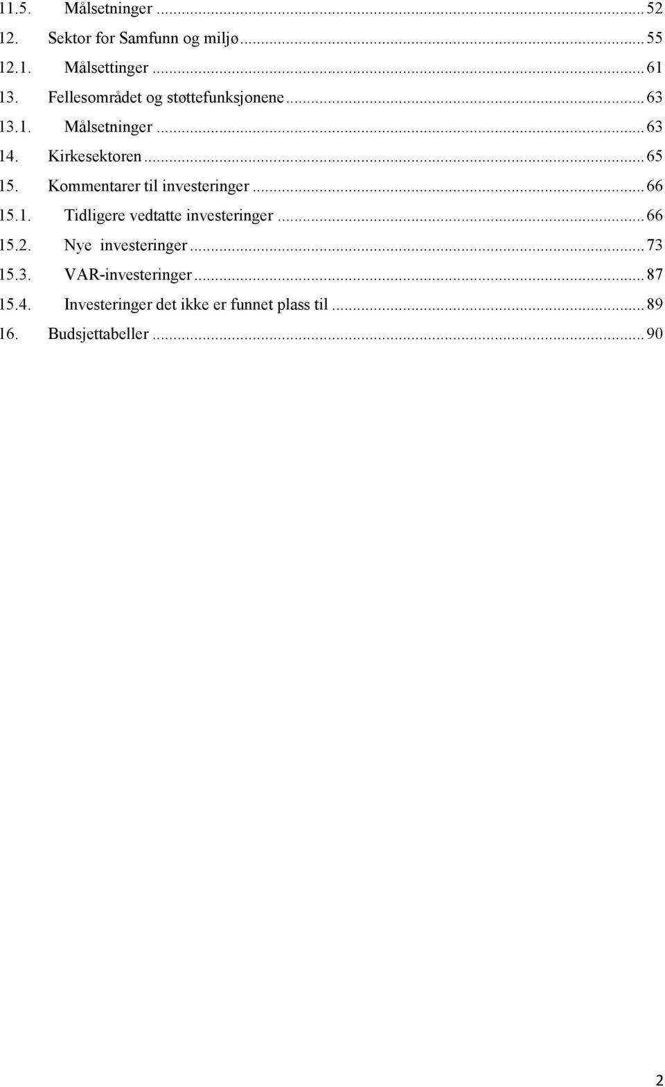 Kommentarer til investeringer... 66 15.1. Tidligere vedtatte investeringer... 66 15.2.