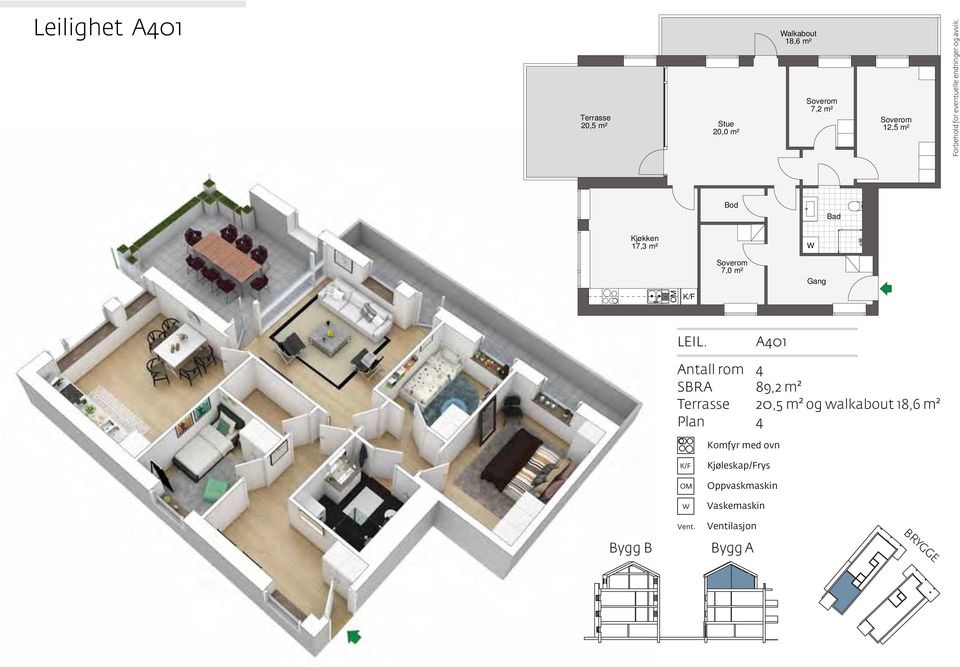 Kjøkken 17,3 m² 20,5 m² Bod Stue 20,0 m² 7,2 m² 12,5 m² alkabout 18,6 m² 7,0 m² Bod 20,5 m² Stue 20,0 m² Bod 7,2