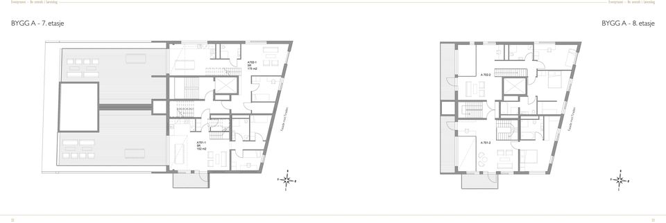 etasje 702-1 5R 175 m2 702-2 Fasade mot Tiraden Fasade