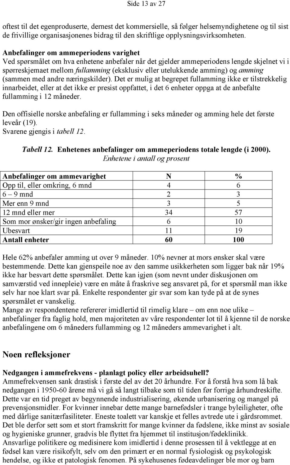 amming) og amming (sammen med andre næringskilder).