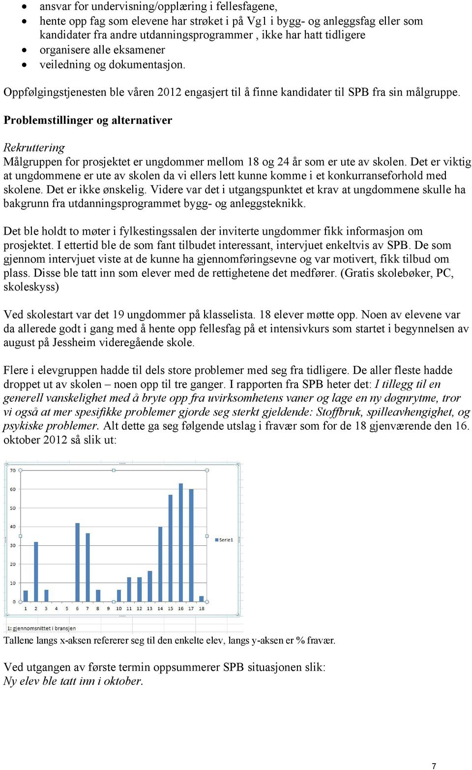 Problemstillinger og alternativer Rekruttering Målgruppen for prosjektet er ungdommer mellom 18 og 24 år som er ute av skolen.