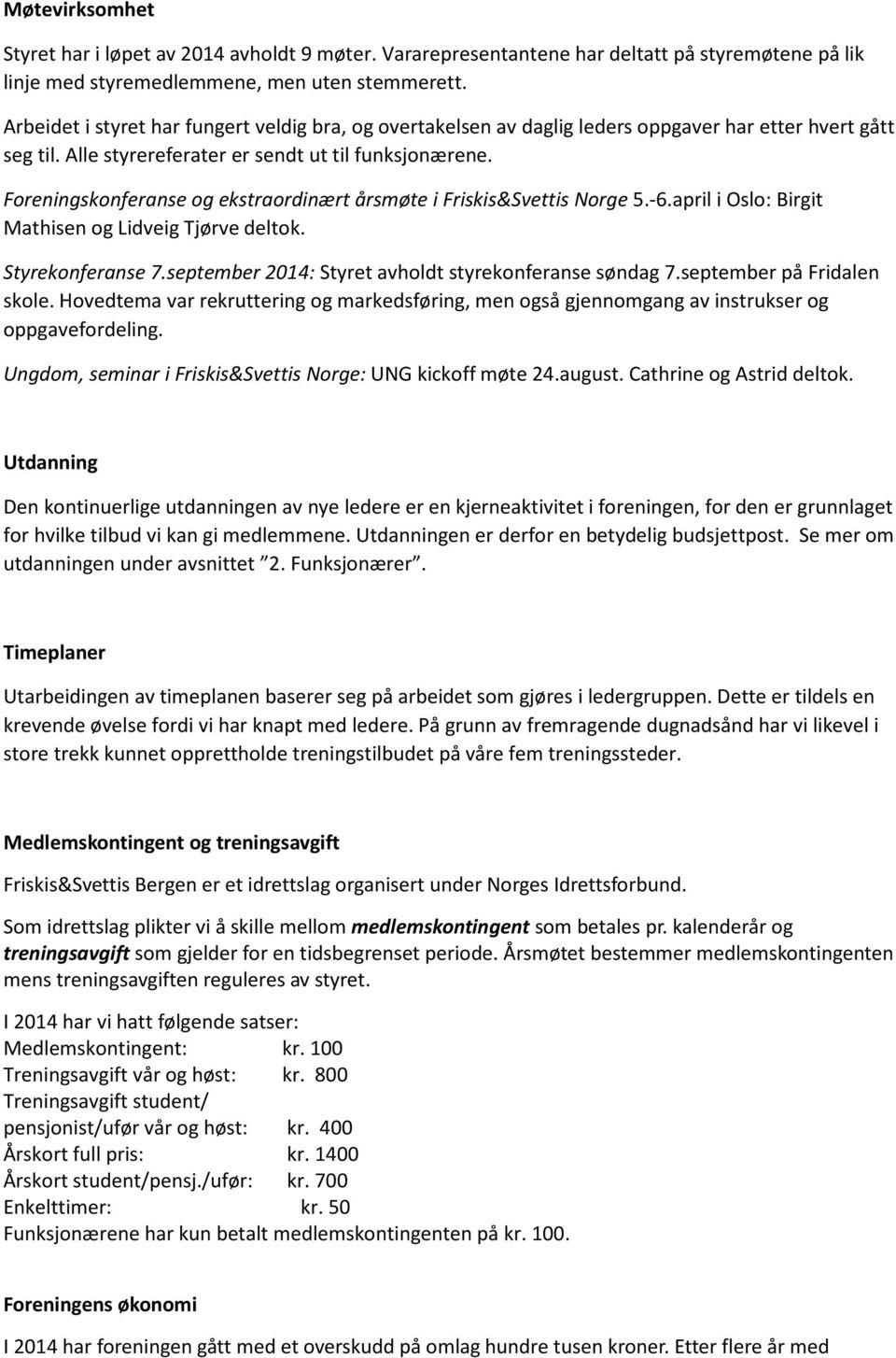 Foreningskonferanse og ekstraordinært årsmøte i Friskis&Svettis Norge 5.-6.april i Oslo: Birgit Mathisen og Lidveig Tjørve deltok. Styrekonferanse 7.