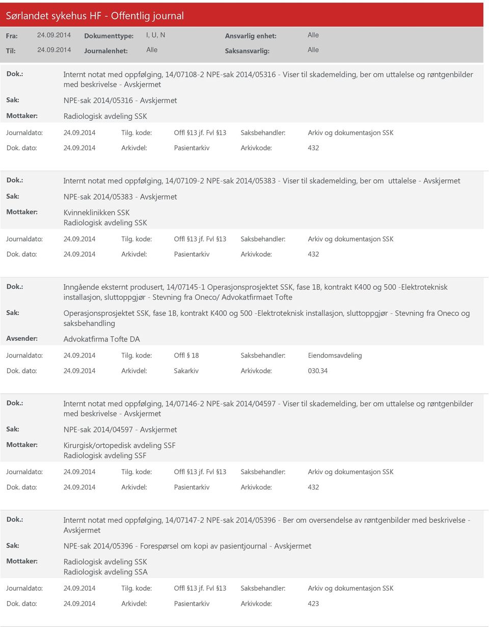 Radiologisk avdeling SSK Dok.