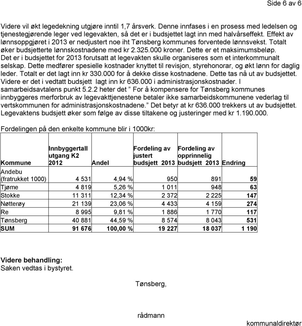 Det er i budsjettet for 2013 forutsatt at legevakten skulle organiseres som et interkommunalt selskap.