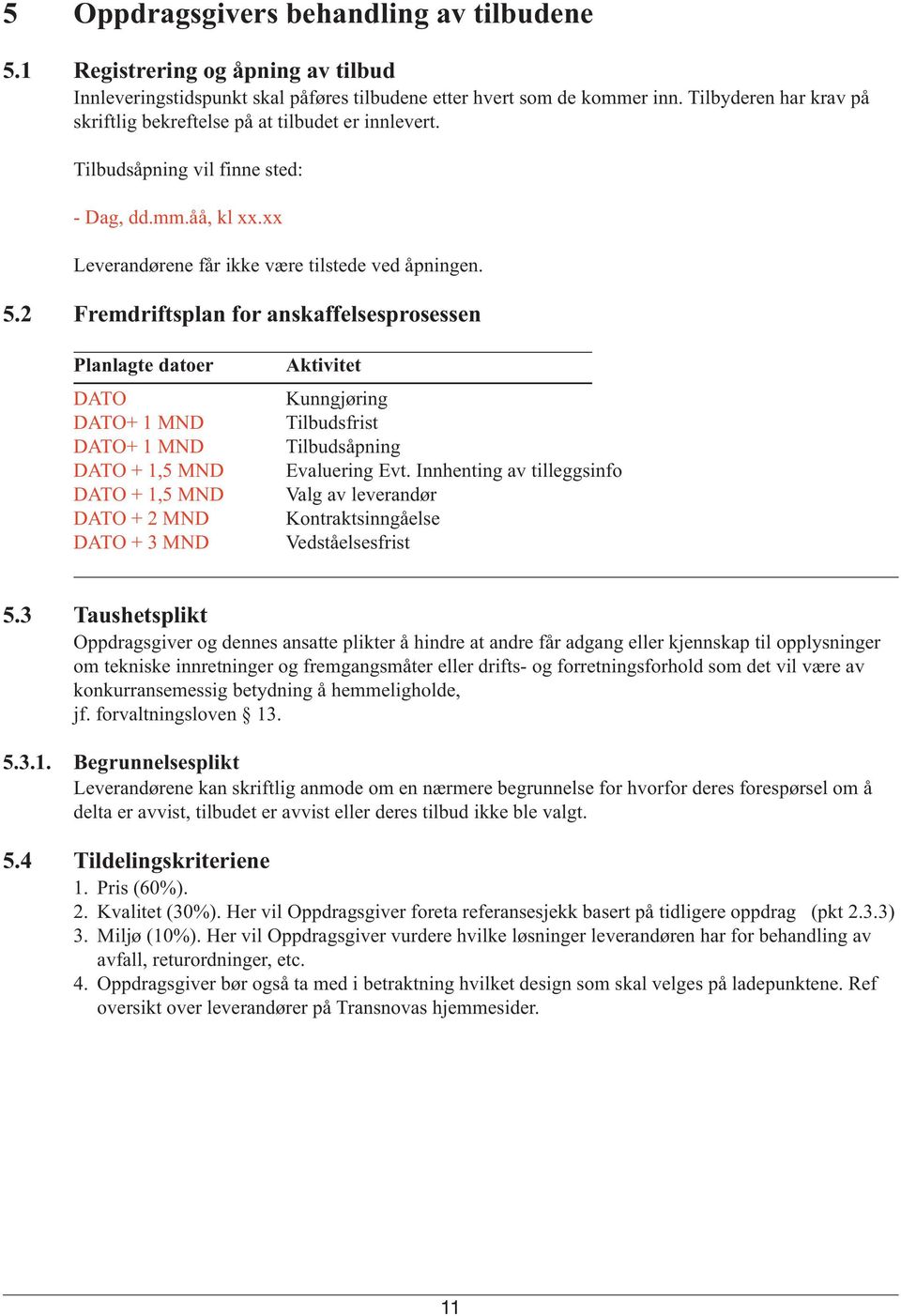 2 Fremdriftsplan for anskaffelsesprosessen Planlagte datoer DATO DATO+ 1 MND DATO+ 1 MND DATO + 1,5 MND DATO + 1,5 MND DATO + 2 MND DATO + 3 MND Aktivitet Kunngjøring Tilbudsfrist Tilbudsåpning