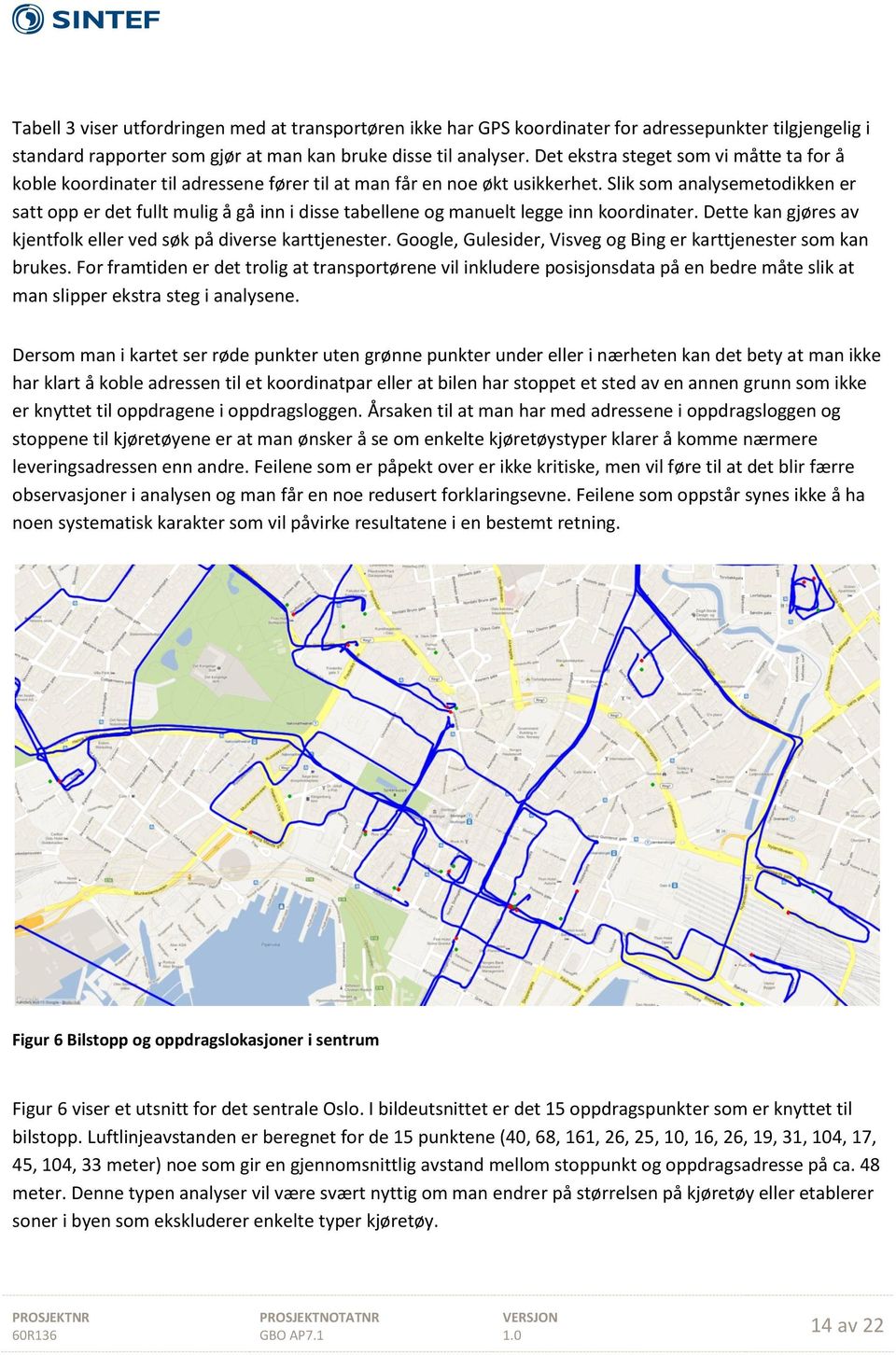 Slik som analysemetodikken er satt opp er det fullt mulig å gå inn i disse tabellene og manuelt legge inn koordinater. Dette kan gjøres av kjentfolk eller ved søk på diverse karttjenester.