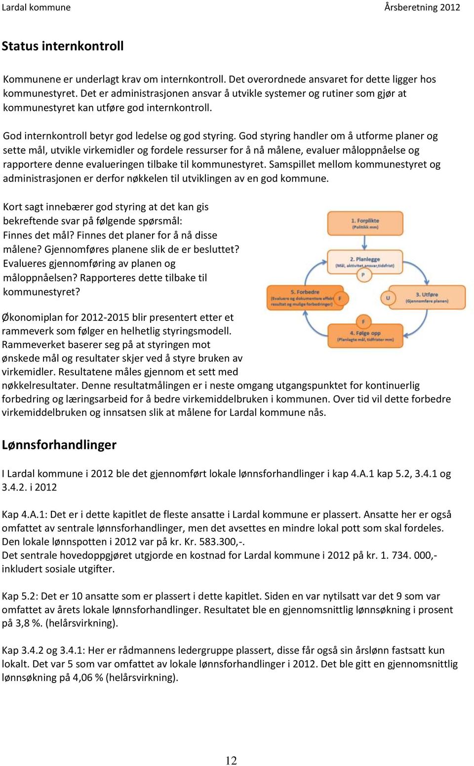 God styring handler om å utforme planer og sette mål, utvikle virkemidler og fordele ressurser for å nå målene, evaluer måloppnåelse og rapportere denne evalueringen tilbake til kommunestyret.