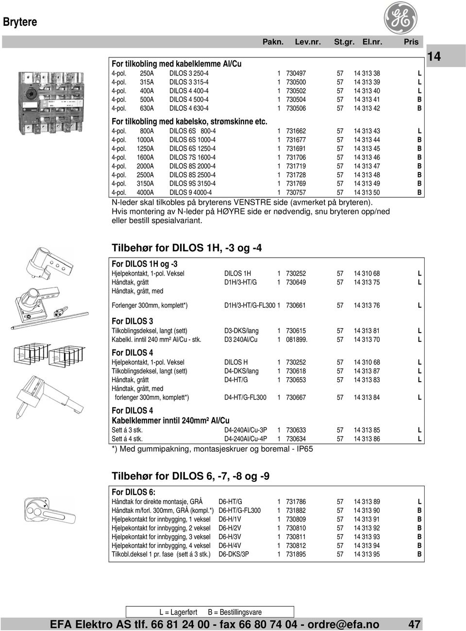 1000A DILOS 6S 1000-4 1 731677 57 14 313 44 B 4-pol. 1250A DILOS 6S 1250-4 1 731691 57 14 313 45 B 4-pol. 1600A DILOS 7S 1600-4 1 731706 57 14 313 46 B 4-pol.