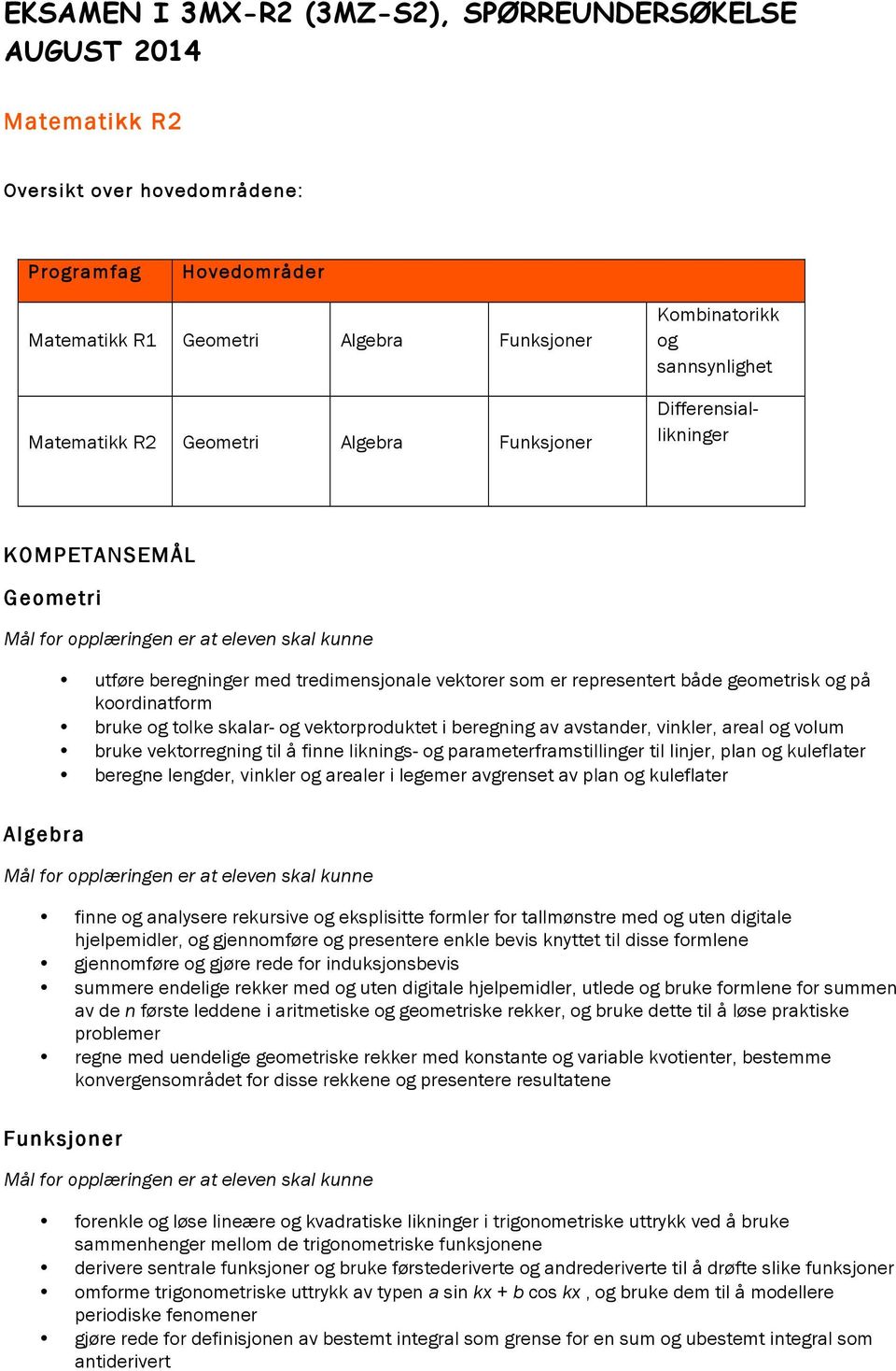 både geometrisk og på koordinatform bruke og tolke skalar- og vektorproduktet i beregning av avstander, vinkler, areal og volum bruke vektorregning til å finne liknings- og parameterframstillinger