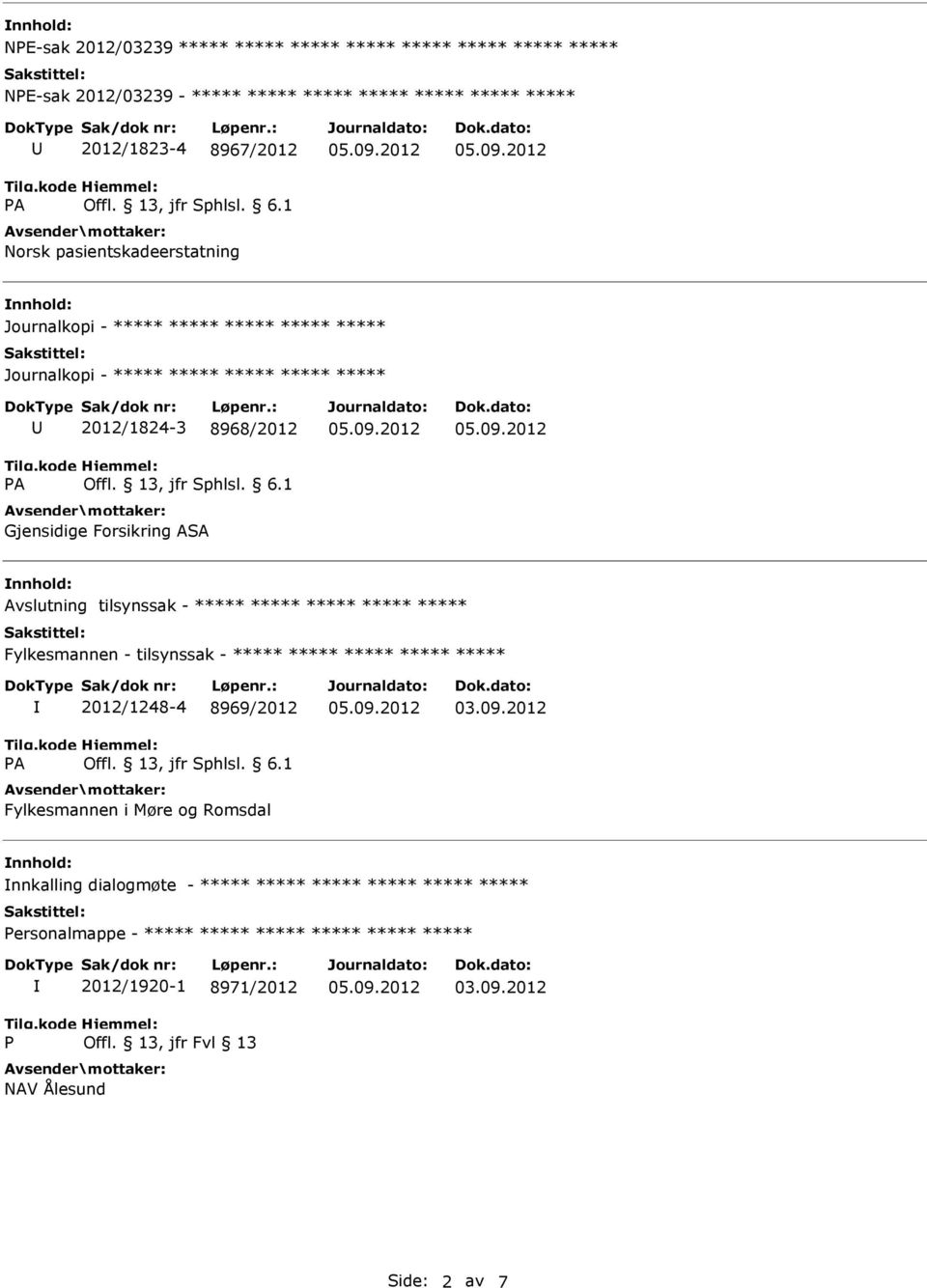 - ***** ***** ***** ***** ***** Fylkesmannen - tilsynssak - ***** ***** ***** ***** ***** 2012/1248-4 8969/2012 Fylkesmannen i Møre og Romsdal nnkalling