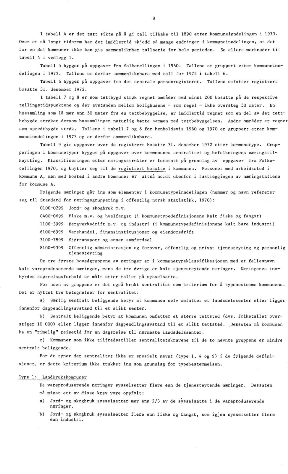 Se ellers merknader til tabell 4 i vedlegg 1. Tabell 5 bygger på oppgaver fra folketellingen i 1960. Tallene er gruppert etter kommuneinndelingen i 1973.