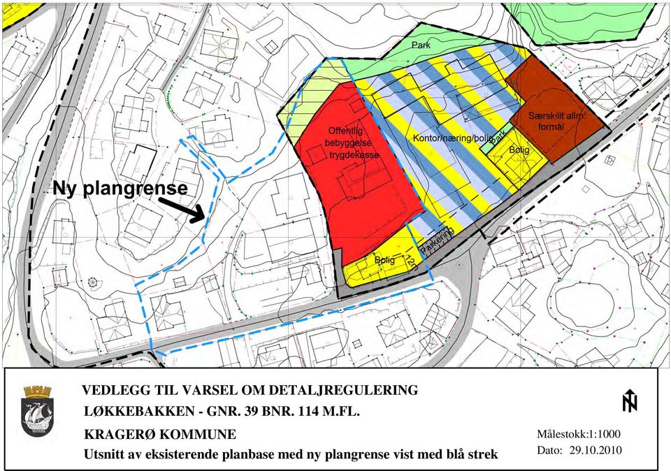 KRAGERØ KOMMUNE Utsnitt av eksisterende planbase