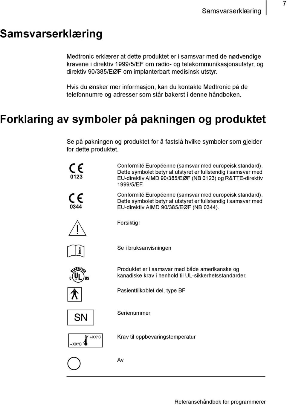 Forklaring av symboler på pakningen og produktet Se på pakningen og produktet for å fastslå hvilke symboler som gjelder for dette produktet.