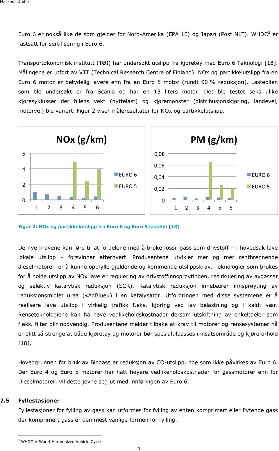 NOx og partikkelutslipp fra en Euro 6 motor er betydelig lavere enn fra en Euro 5 motor (rundt 90 % reduksjon). Lastebilen som ble undersøkt er fra Scania og har en 13 liters motor.