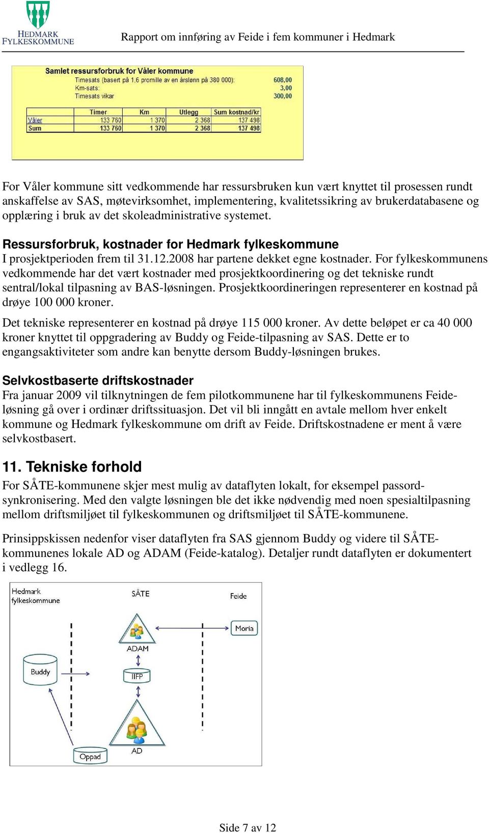 For fylkeskommunens vedkommende har det vært kostnader med prosjektkoordinering og det tekniske rundt sentral/lokal tilpasning av BAS-løsningen.