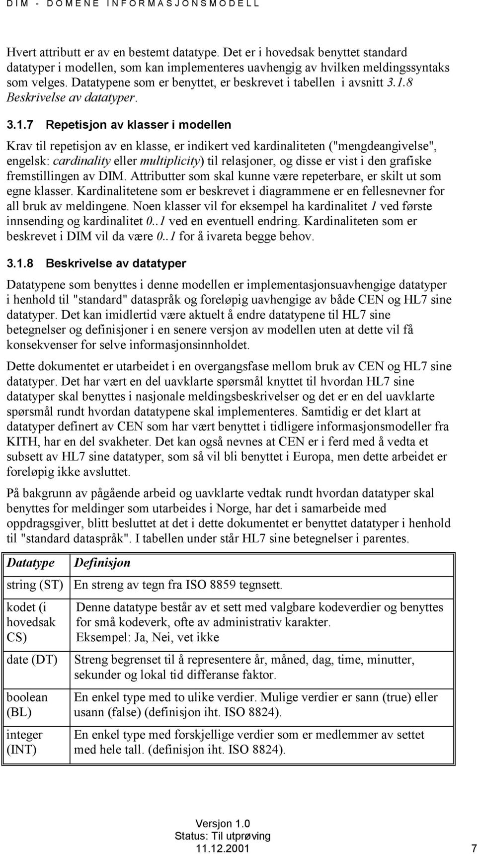 .8 Beskrivelse av datatyper. 3.