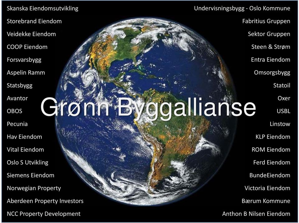 Byggallianse Oxer USBL Linstow Hav Eiendom Vital Eiendom Oslo S Utvikling Siemens Eiendom Norwegian Property Aberdeen Property