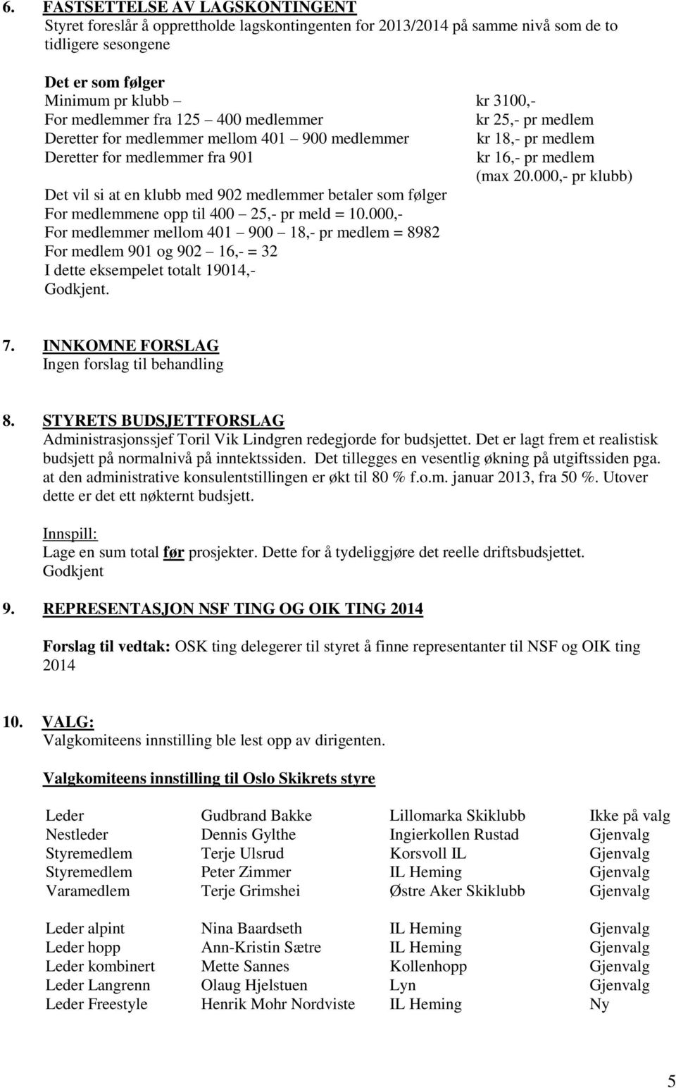 For medlemmene opp til 400 25,- pr meld = 10.000,- For medlemmer mellom 401 900 18,- pr medlem = 8982 For medlem 901 og 902 16,- = 32 I dette eksempelet totalt 19014,-. kr 16,- pr medlem (max 20.