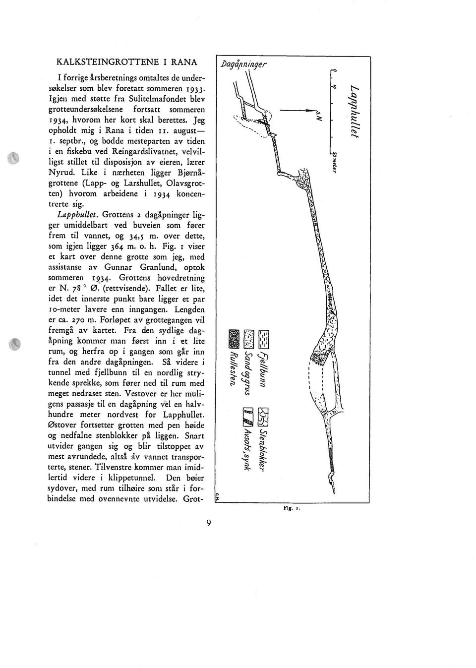 Jeg i en fiskebu ved Reingardslivatnet, velvil ligst stillet til disposisjon av eieren, lærer ten) hvorom arbeidene i 1934 koncen ger umiddelbart ved buveien som fører som igjen ligger 364 m. 0. h. Fig.