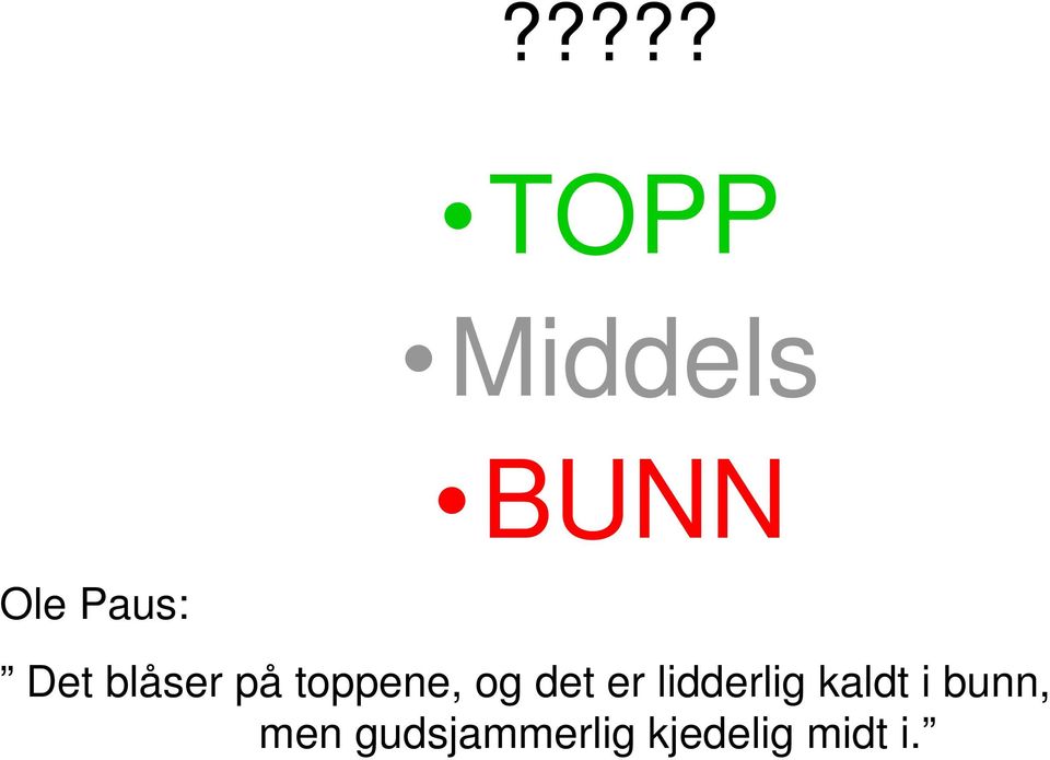 det er lidderlig kaldt i bunn,