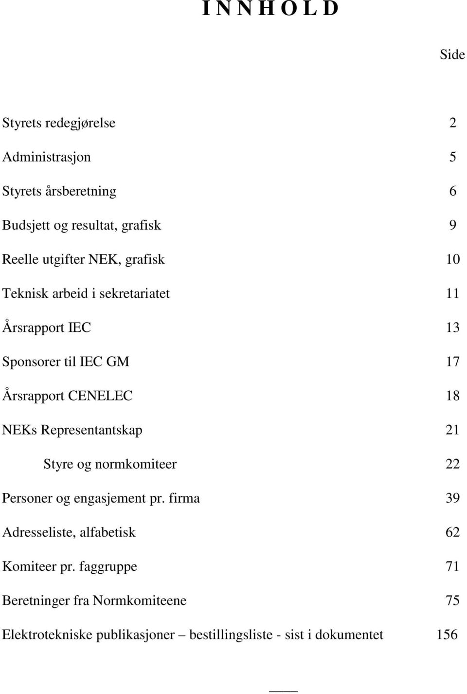 18 NEKs Representantskap 21 Styre og normkomiteer 22 Personer og engasjement pr.