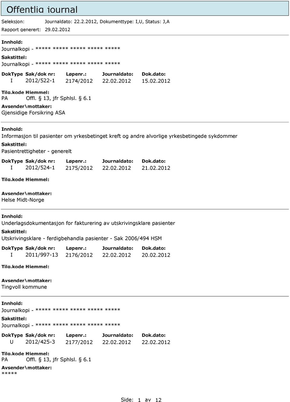 2012 nformasjon til pasienter om yrkesbetinget kreft og andre alvorlige yrkesbetingede sykdommer asientrettigheter - generelt